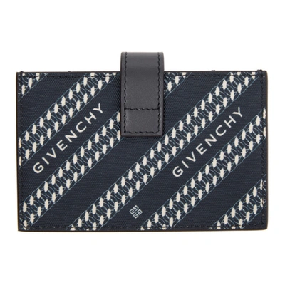 Shop Givenchy Navy Diagonal Logo Wallet In 404 Oil Blu