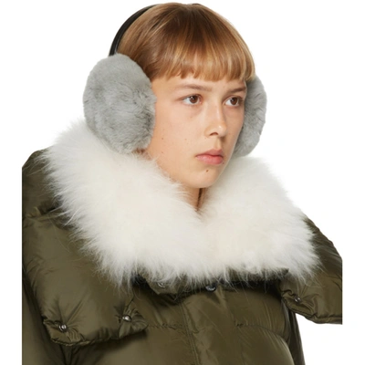 Shop Yves Salomon Grey Fur Ear Muffs In A7143 Libel