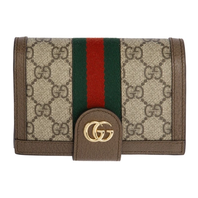 Shop Gucci Brown Gg Ophidia Passport Holder In 8745 Multi