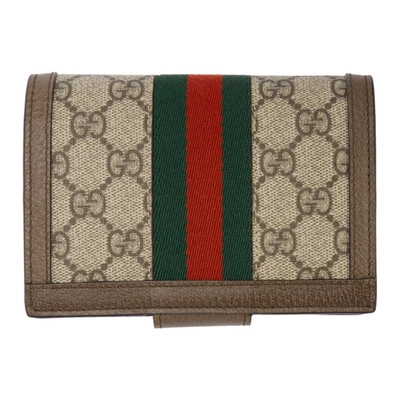 Shop Gucci Brown Gg Ophidia Passport Holder In 8745 Multi