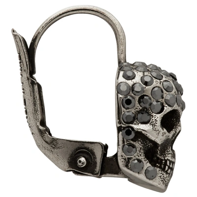 Shop Alexander Mcqueen Silver Skull Hoop Earrings In 1177 0446