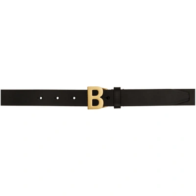 Shop Balenciaga Black B Thin Belt In 1000 Black