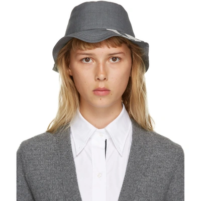 Shop Thom Browne Grey 4-bar Classic Bucket Hat In 035 Med Gre