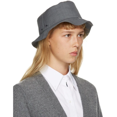 Shop Thom Browne Grey 4-bar Classic Bucket Hat In 035 Med Gre