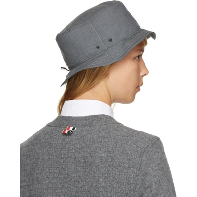 Shop Thom Browne Grey 4-bar Classic Bucket Hat In 035 Med Gre
