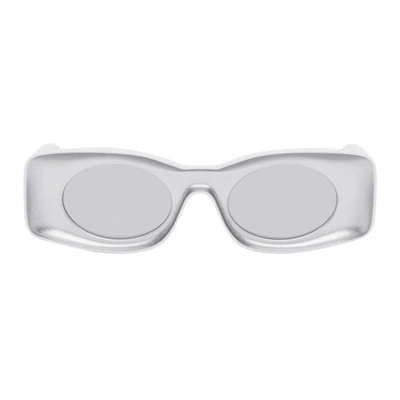Shop Loewe Grey & White Paula's Ibiza Square Sunglasses In 20c Grey