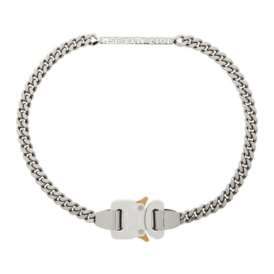 Shop Alyx Silver Id Buckle Necklace In Gry0002 Sil