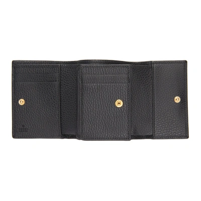 Shop Gucci Black Small Gg Marmont Trifold Wallet In 1000 Black