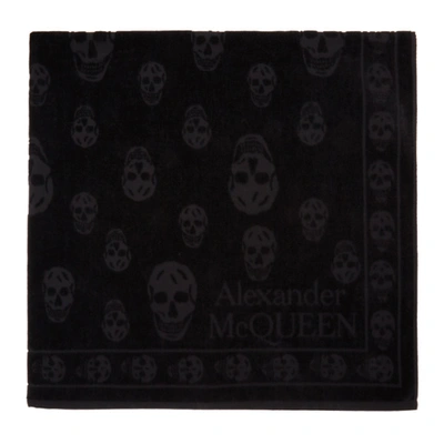 Shop Alexander Mcqueen Black Skull Beach Towel In 1000 Black