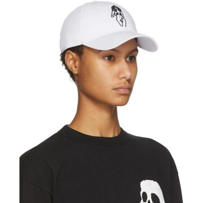 Shop Palm Angels White Embroidered Woman Cap