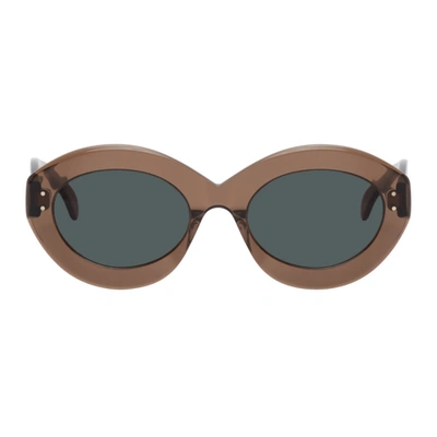 Shop Alaïa Brown Oversized Cat Eye Sunglasses In 003 Brown