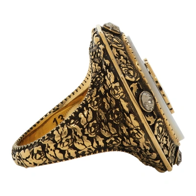 Shop Alexander Mcqueen Gold Charm Seal Ring In 8270 0448+m