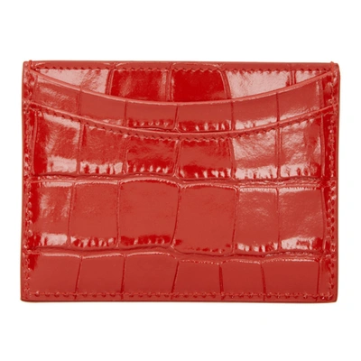 Shop Balenciaga Red Croc Hourglass Card Holder In 6406 Brtred