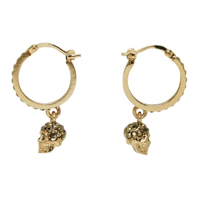 Shop Alexander Mcqueen Gold Mini Skull Hoop Earrings In 7285 0953