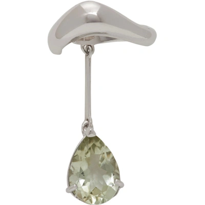 Shop Alan Crocetti Silver And Green Amethyst Single Ear Cuff In Silver/gree