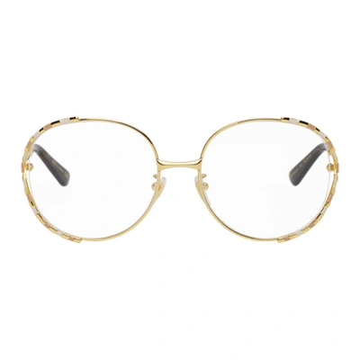 Shop Gucci Gold Oversized Vintage Glasses In 002 Gold
