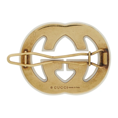 Shop Gucci Off-white Interlocking G Hair Slide In 8516 Ivory