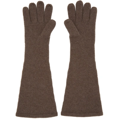 Shop Totême Brown Cashmere Gloves In 866 Hazel