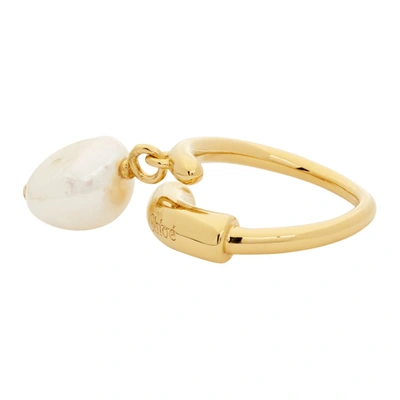 Shop Chloé Gold Pearl Darcey Baroque Ring In 105 Pearl