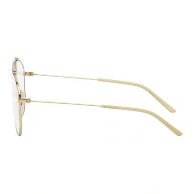 Shop Gucci Gold Oversized Pilot Glasses In 002 Gold