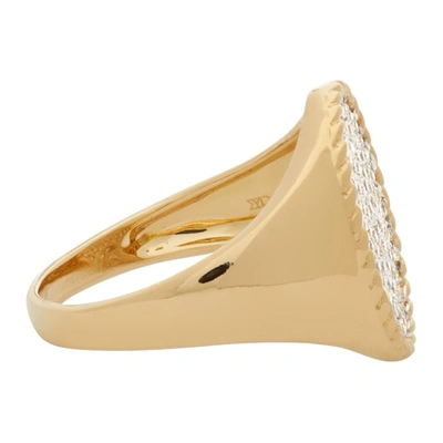 Shop Yvonne Léon Gold Diamond Oval Signet Ring In Gold/diamon