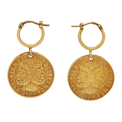 Shop Fendi Gold Karligraphy Earrings In F192t Gold