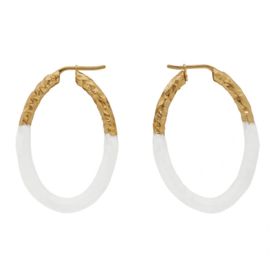 Shop Burberry Gold Enamel Hoop Earrings In A1425 L Gol