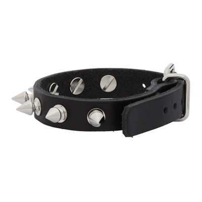 Shop Junya Watanabe Black Leather Stud Bracelet In 1 Black