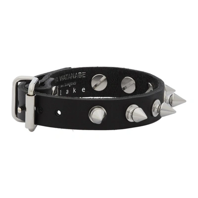 Shop Junya Watanabe Black Leather Stud Bracelet In 1 Black