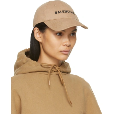 BALENCIAGA 驼色徽标棒球帽