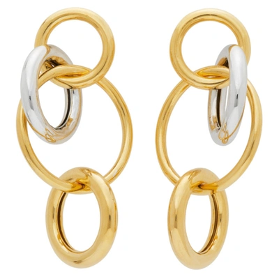 Shop Numbering Gold And Silver 984 Hoop Earrings In Silver/gold