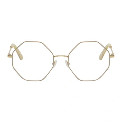 Shop Chloé Gold Metal Octagon Glasses In 743 Gold