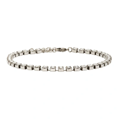 Shop Saint Laurent Silver Smoking Crystal Anklet In 8368 Oxidized Silver