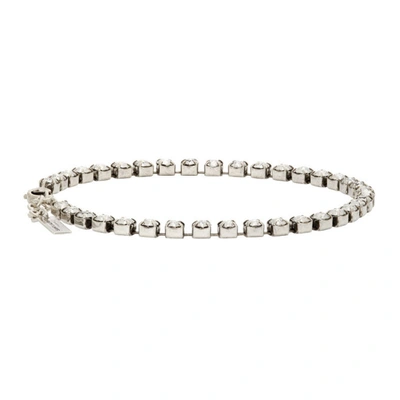 Shop Saint Laurent Silver Smoking Crystal Anklet In 8368 Oxidized Silver