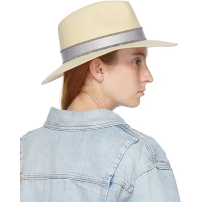 Shop Maison Michel Beige Wool Rico Panama Hat In Seed Pearl