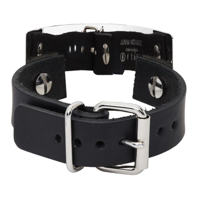 Shop Junya Watanabe Black Leather Thick Bracelet In 1 Black