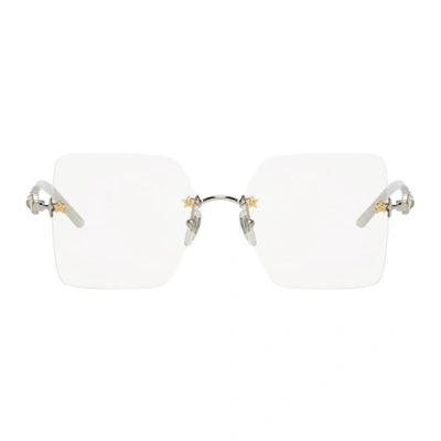 Shop Gucci Silver Rimless Square Glasses In 004 Silver
