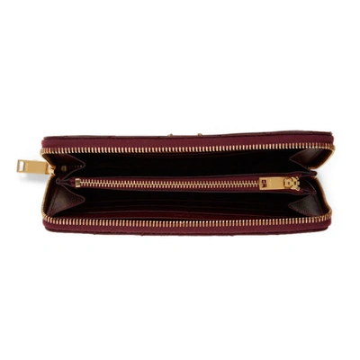 Shop Saint Laurent Burgundy Monogramme Zip Around Wallet In 6475 Red