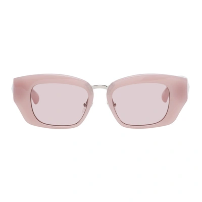 Shop Dries Van Noten Pink Linda Farrow Edition Cat-eye Sunglasses In Rose