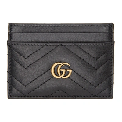 Shop Gucci Black Gg Marmont 2.0 Card Holder In 1000 Black