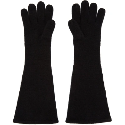 Shop Totême Black Cashmere Gloves In 200 Black