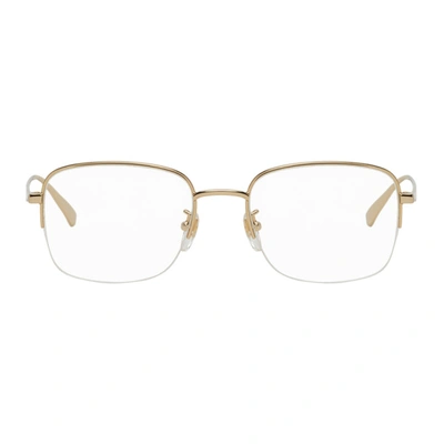 Shop Gucci Gold Half-rim Square Glasses In 002 Gold