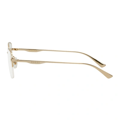 Shop Gucci Gold Half-rim Square Glasses In 002 Gold