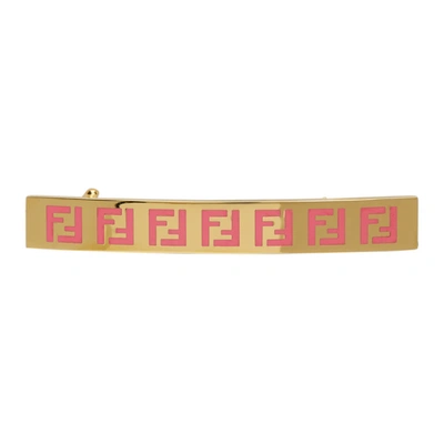 Shop Fendi Gold & Pink 'forever ' Hair Clip In F1bdb Pink
