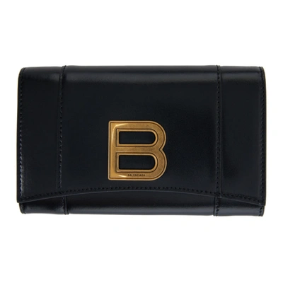 Shop Balenciaga Black Medium Hourglass Wallet In 1000 Black