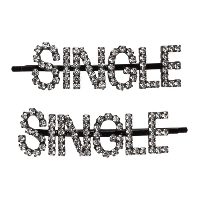 Shop Ashley Williams Black And Transparent Single Hair Clip Set In Crystal