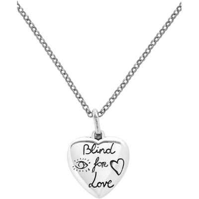 Shop Gucci Silver 'blind For Love' Necklace