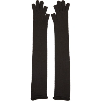 Shop Rick Owens Brown Wool Opera Long Gloves In 78 Dk Dust