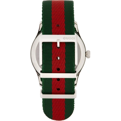 Shop Gucci Green & Red G-timeless Bee Watch In 8494 Gre/rd