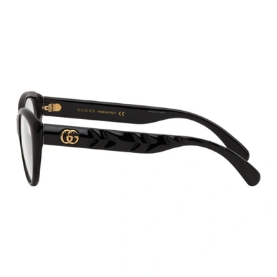 Shop Gucci Black Oval Glasses In 001 Black